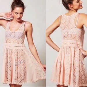 Anthropologie  St. Regis Slip Dress Lace Blush XS
